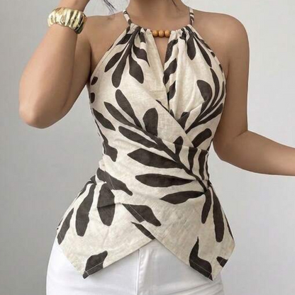 ⌛Limited-Time Offer-Women's Halter Neck Printed Top Sleeveless