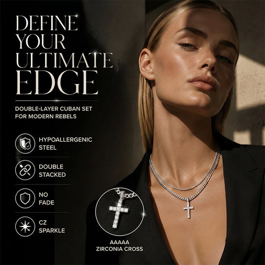 📿 LIMITED-TIME 50% OFF! 💥 Double Layer Cross Chain Necklace – Trendy, Layered, Everyday Sparkle ✨