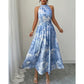 👗 LIMITED-TIME 50% OFF! 💥 Women's Halter Neck Sleeveless Printed Dress – Smocked Waist, Floral, Flowy ✨