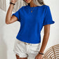 👚 LIMITED-TIME 50% OFF! 💥 Women's Elegant Ruffle Sleeve Summer Top – Round Neck, Textured, Wrinkle Resistant ✨