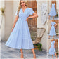 👗 LIMITED-TIME 50% OFF! 💥 Women's Casual Summer Short-Sleeve V-Neck Long Dress – Flowy, Textured, Versatile ✨