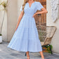 👗 LIMITED-TIME 50% OFF! 💥 Women's Casual Summer Short-Sleeve V-Neck Long Dress – Flowy, Textured, Versatile ✨