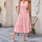 👗 LIMITED-TIME 50% OFF! 💥 Women's Casual Summer Short-Sleeve V-Neck Long Dress – Flowy, Textured, Versatile ✨