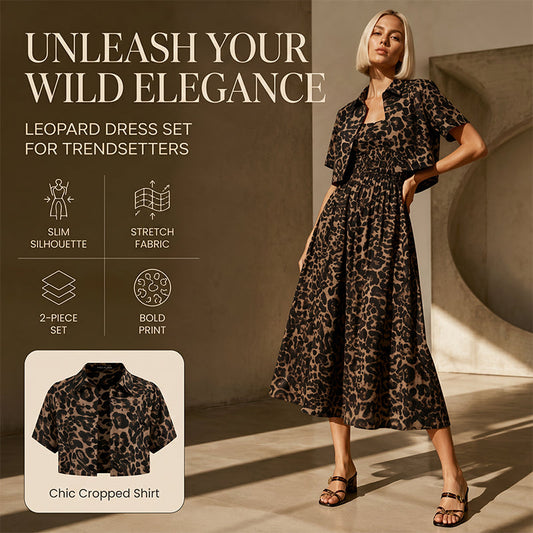👗 LIMITED-TIME 50% OFF! 💥 Women's Leopard Print Two-Piece Dress Set – Wild Chic, Coordinated, Versatile ✨