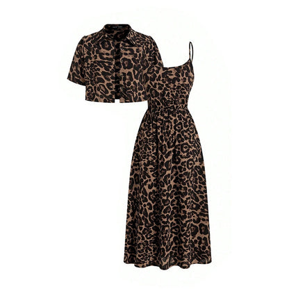 👗 LIMITED-TIME 50% OFF! 💥 Women's Leopard Print Two-Piece Dress Set – Wild Chic, Coordinated, Versatile ✨