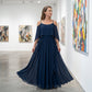 👗 LIMITED-TIME 50% OFF! 💥 Women's Elegant Cold Shoulder Flowy Maxi Dress – Off-Shoulder, Cinched Waist, Spaghetti Straps ✨