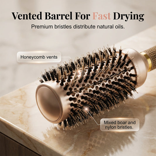 💇 LIMITED-TIME 50% OFF! 💥 Professional Volumizing Round Hair Brush – Vented Barrel, Ergonomic Grip, Salon Results ✨
