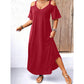👗 LIMITED-TIME 50% OFF! 💥 Elegant V-Neck Off-Shoulder Maxi Dress – Cold Shoulder, Flowy, Versatile ✨