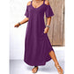👗 LIMITED-TIME 50% OFF! 💥 Elegant V-Neck Off-Shoulder Maxi Dress – Cold Shoulder, Flowy, Versatile ✨