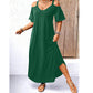 👗 LIMITED-TIME 50% OFF! 💥 Elegant V-Neck Off-Shoulder Maxi Dress – Cold Shoulder, Flowy, Versatile ✨