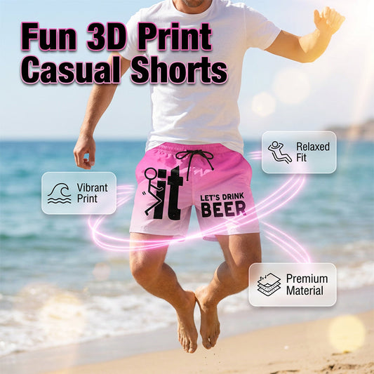 🩳 LIMITED-TIME 50% OFF! 💥 Men's 3D Graphic Printed Casual Shorts – Quick-Dry, Elastic Waist, Vibrant Print ✨