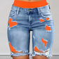 🩳 LIMITED-TIME 50% OFF! 💥 Women's Distressed Denim Shorts with Colorful Leggings Set – High-Stretch, Layered, High-Waist ✨