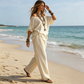 👗 LIMITED-TIME 50% OFF! 💥 Women's Off-Shoulder Top & Wide-Leg Pants 2-Piece Set – Linen Blend, Loose Fit, Versatile ✨