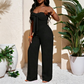 👗 LIMITED-TIME 50% OFF! 💥 Women's Strapless High-Waisted Wide-Leg Jumpsuit – Bustier Top, Bow Detail, Textured ✨