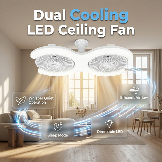 💡 LIMITED-TIME 50% OFF! 🌀 Dual-Head LED Ceiling Fan with Light – Super Wind, Quiet, E27 Screw Install ✨