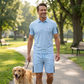 👕 LIMITED-TIME 50% OFF! ✨ Men's Casual Short-Sleeve Shorts Set – Breathable Cotton Blend, Classic Collar, Striped Accents 🌊