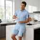👕 LIMITED-TIME 50% OFF! ✨ Men's Casual Short-Sleeve Shorts Set – Breathable Cotton Blend, Classic Collar, Striped Accents 🌊