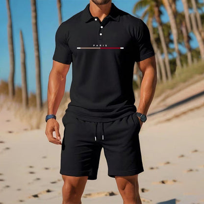 👕 LIMITED-TIME 50% OFF! ✨ Men's Summer Breathable Shirt & Shorts Set – Classic Collar, Drawstring Shorts, Coordinated 🌊