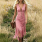 Retro Western Tassel Sleeveless Slim Dress