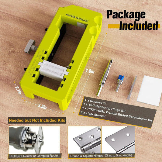 🔧 LIMITED-TIME 50% OFF! ✨ Door Hinge Jig Kit – Adjustable Template, Router Compatible, Professional Mortises 🛠️