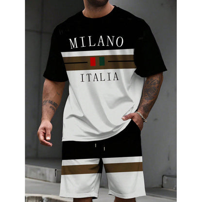 👕 LIMITED-TIME 50% OFF! ✨ Men's Printed T-Shirt & Shorts Set – Color-Block, Breathable, Streetwear Ready 🔥