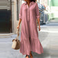 👗 LIMITED-TIME 50% OFF! ✨ Women's Vintage Lapel Neck Long Dress – Asymmetrical Hem, Soft Fabric, Timeless Style 🌸