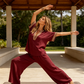 👗 LIMITED-TIME 50% OFF! ✨ Women's V-Neck Top & Wide Leg Pants Set – Side Pockets, Breathable, Versatile 🌿