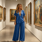 👗 LIMITED-TIME 50% OFF! ✨ Women's V-Neck Top & Wide Leg Pants Set – Side Pockets, Breathable, Versatile 🌿