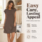 👗 LIMITED-TIME 50% OFF! ✨ Women's Crew Neck Solid Color Dress – Cotton Blend, Cap Sleeves, Relaxed Fit 🌸