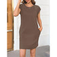 👗 LIMITED-TIME 50% OFF! ✨ Women's Crew Neck Solid Color Dress – Cotton Blend, Cap Sleeves, Relaxed Fit 🌸