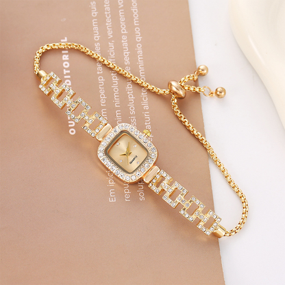 ⌚ LIMITED-TIME 50% OFF! ✨ Women's Drawstring Bracelet Watch – Square Face, Crystal Accents, Quartz Movement 💎