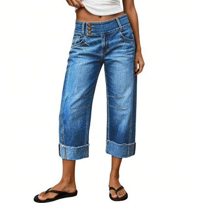 🎉 2026 Sale — Over 37,000 Sold! 👖 Women's Wide Leg Cropped Jeans – Triple-Button High Waist ✨