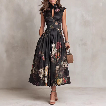 👗 LIMITED-TIME 50% OFF! ✨ Women's Elegant Sleeveless Floral Dress – Acetate Satin, Vibrant Print, Versatile 🌸