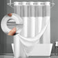 🚿 LIMITED-TIME 50% OFF! ✨ Waffle Pattern Shower Curtain – Double Waterproof, Snap Buttons, Clear Top Window 🛁