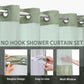 🚿 LIMITED-TIME 50% OFF! ✨ Waffle Pattern Shower Curtain – Double Waterproof, Snap Buttons, Clear Top Window 🛁