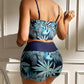 👙 LIMITED-TIME 50% OFF! ✨ Women's Printed Two-Piece Swimsuit – High Waist, Boxer Bottoms, Lace-Up Detail 🌊