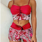 👙 LIMITED-TIME 50% OFF! ✨ Women's Printed Two-Piece Swimsuit – High Waist, Boxer Bottoms, Lace-Up Detail 🌊
