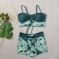 👙 LIMITED-TIME 50% OFF! ✨ Women's Printed Two-Piece Swimsuit – High Waist, Boxer Bottoms, Lace-Up Detail 🌊