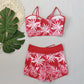 👙 LIMITED-TIME 50% OFF! ✨ Women's Printed Two-Piece Swimsuit – High Waist, Boxer Bottoms, Lace-Up Detail 🌊