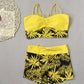 👙 LIMITED-TIME 50% OFF! ✨ Women's Printed Two-Piece Swimsuit – High Waist, Boxer Bottoms, Lace-Up Detail 🌊