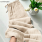 👖 LIMITED-TIME 50% OFF! ✨ Women's Elastic Waist Cotton Loungewear Pants – Crinkled Texture, Wide Leg, Breathable 🌿