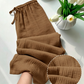 👖 LIMITED-TIME 50% OFF! ✨ Women's Elastic Waist Cotton Loungewear Pants – Crinkled Texture, Wide Leg, Breathable 🌿