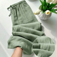 👖 LIMITED-TIME 50% OFF! ✨ Women's Elastic Waist Cotton Loungewear Pants – Crinkled Texture, Wide Leg, Breathable 🌿