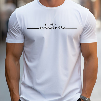 👕 LIMITED-TIME 50% OFF! ✨ Men's Summer Graphic Print Crew Neck T-Shirt – Minimalist Script, Athletic Fit, Breathable 🔥