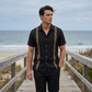 👔 LIMITED-TIME 50% OFF! ✨ Men's Breathable Shirt & Pants 2-Piece Set – Gold Trim, Relaxed Fit, Vacation Ready 🌴