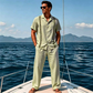 👔 LIMITED-TIME 50% OFF! ✨ Men's Breathable Shirt & Pants 2-Piece Set – Gold Trim, Relaxed Fit, Vacation Ready 🌴