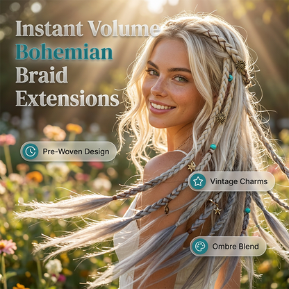 💇‍♀️ LIMITED-TIME 50% OFF! ✨ Maillard Style Pre-Braided Hair Extensions – Bohemian Braids, Metallic Accents, Festival Ready 🌸