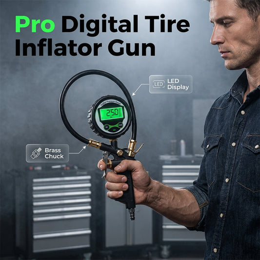 🔧 LIMITED-TIME 50% OFF! ✨ Digital Tire Inflator with Pressure Gauge – LED Backlit, Brass Fitting, Zero-Leak 🚗