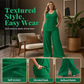 👗 LIMITED-TIME 50% OFF! ✨ Women's Plus Size Textured Tank & Relaxed Fit Pants Set – U-Neck, Pockets, Wide Leg 🌿
