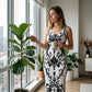 👗 LIMITED-TIME 50% OFF! ✨ Women's Classic Floral Print Maxi Dress – Bodycon, Side Slit, Porcelain Pattern 💙
